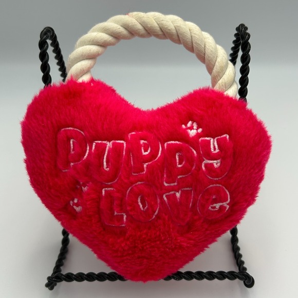 Zanies Other - Zanies Valentine's Day Dog Toy Squeaks Puppy Love Heart with Rope Red Chew Plush